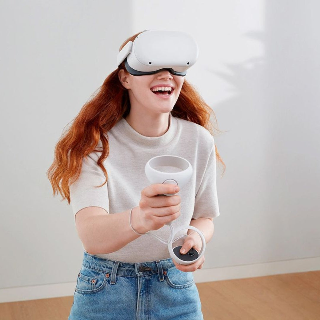 meta quest 2 used by a girl at home