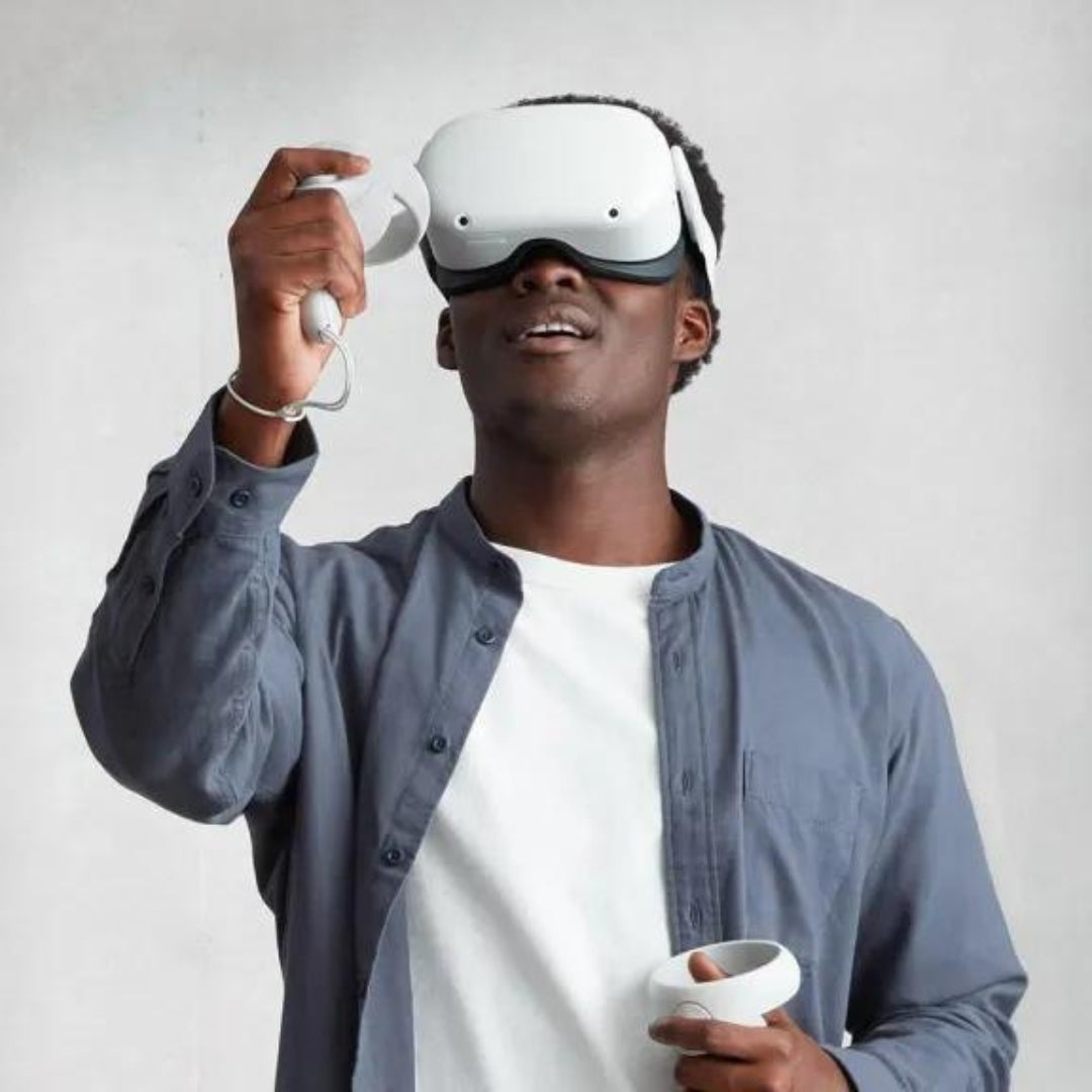 meta quest 2 in use by a men with vr controlers